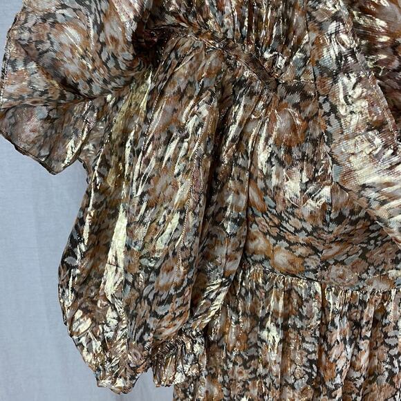 LoveShackFancy Tara Gold Ruffle Off Shoulder Maxi Dress - Picture 5 of 14